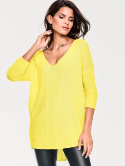Basics|heine V-Ausschnitt-Pullover im Oversized-Schnitt gelb