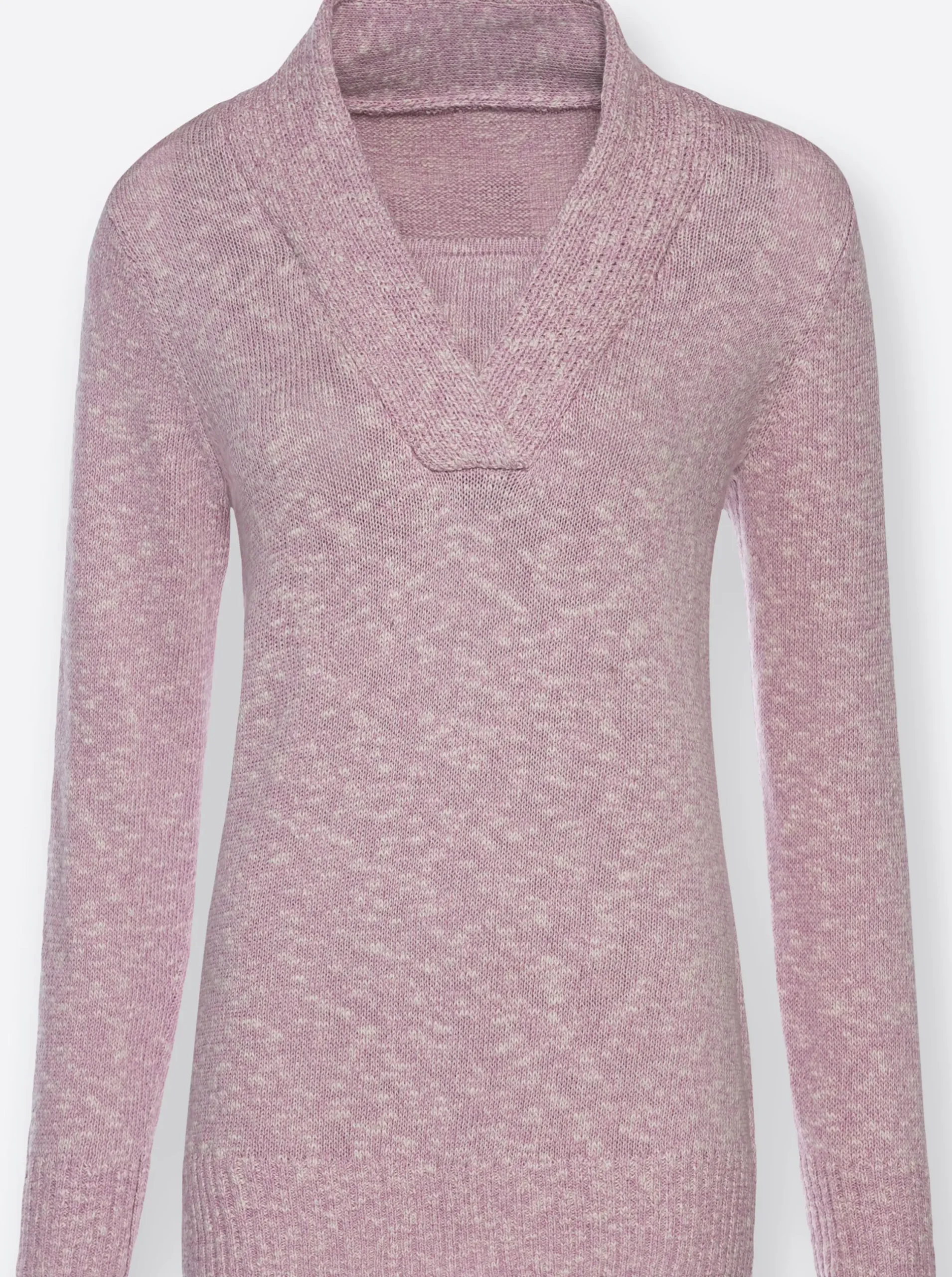 Pullover| V-Ausschnitt-Pullover in 2-in-1-Optik orchidee-meliert