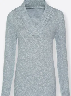 Pullover| V-Ausschnitt-Pullover in 2-in-1-Optik bleu-meliert