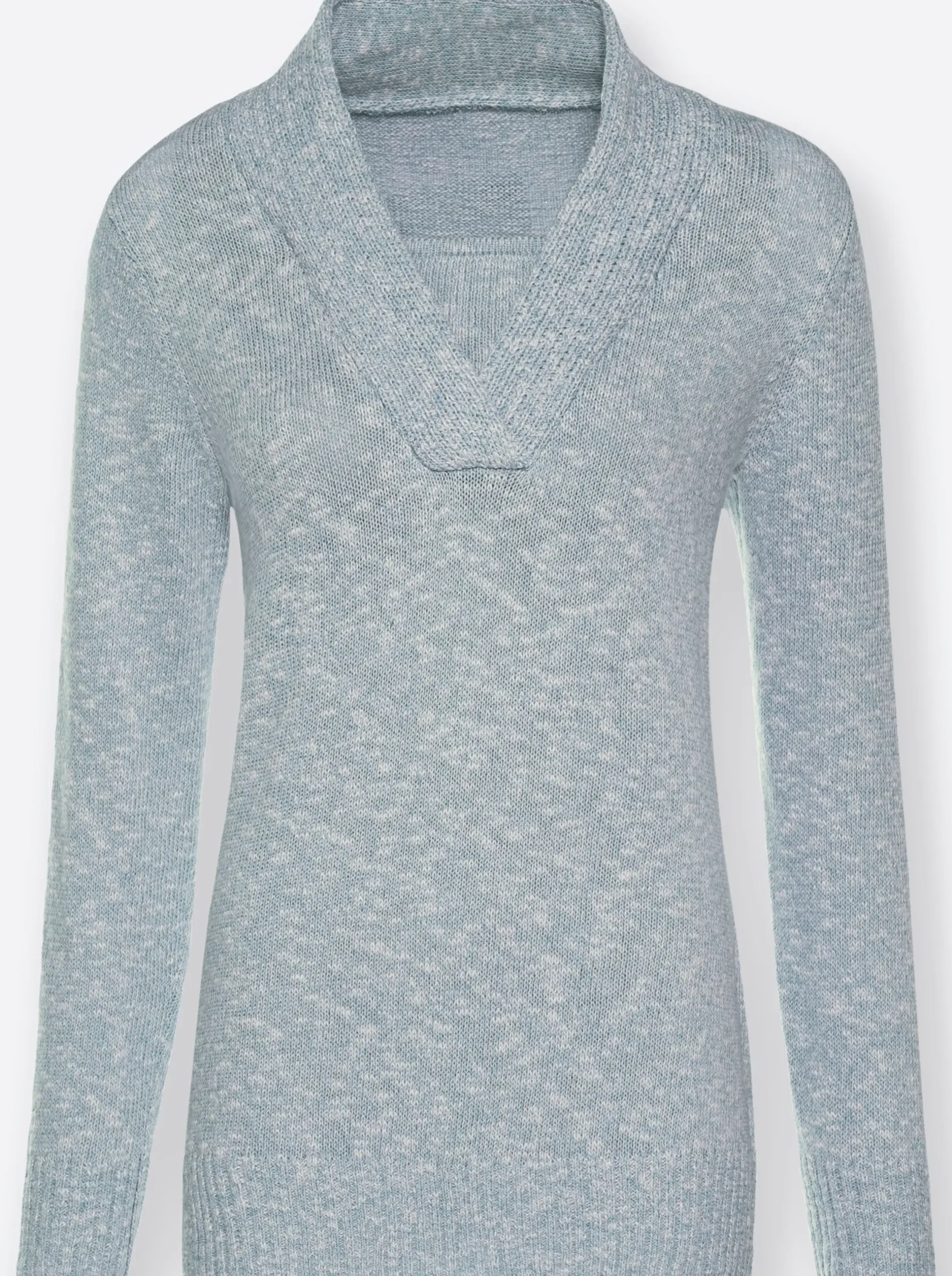 Pullover| V-Ausschnitt-Pullover in 2-in-1-Optik bleu-meliert