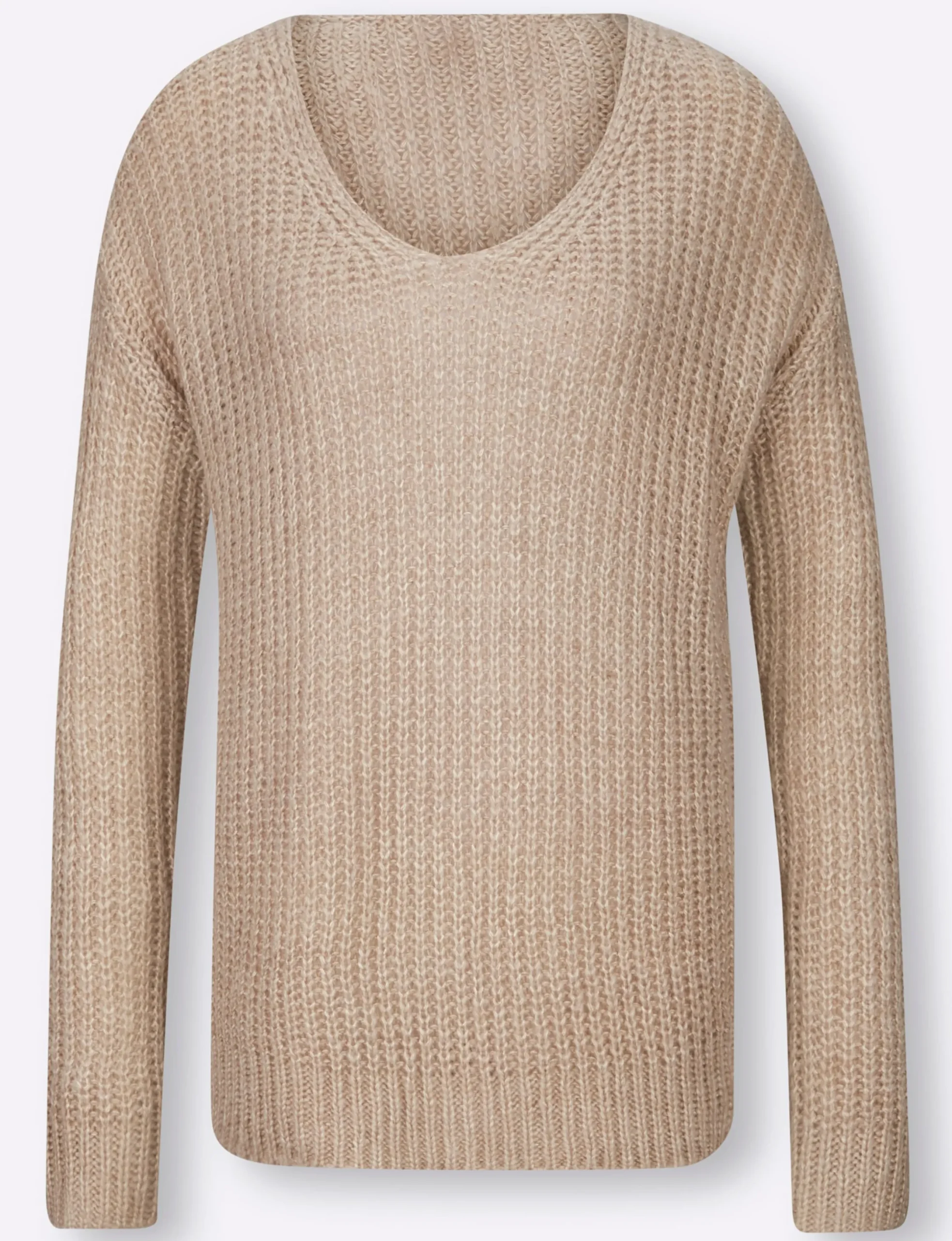 Pullover|heine V-Ausschnitt-Pullover in Melange-Optik sesam-meliert