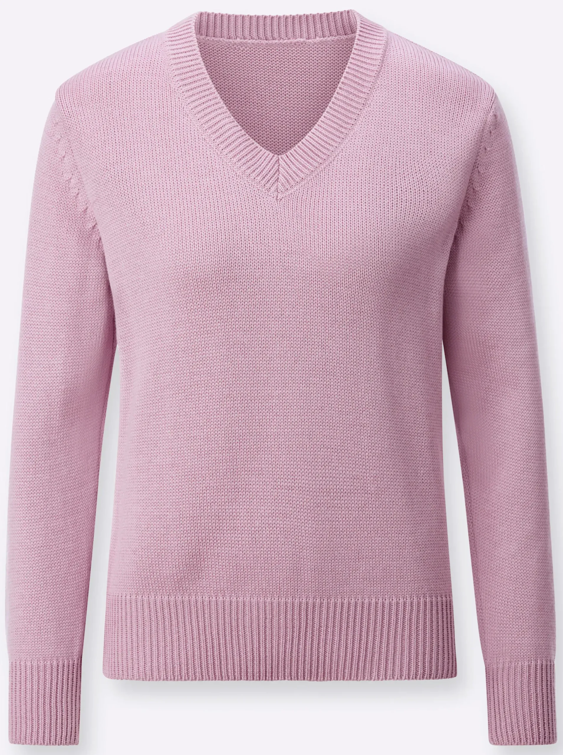 Pullover| V-Ausschnitt-Pullover mit Baumwolle altrosé