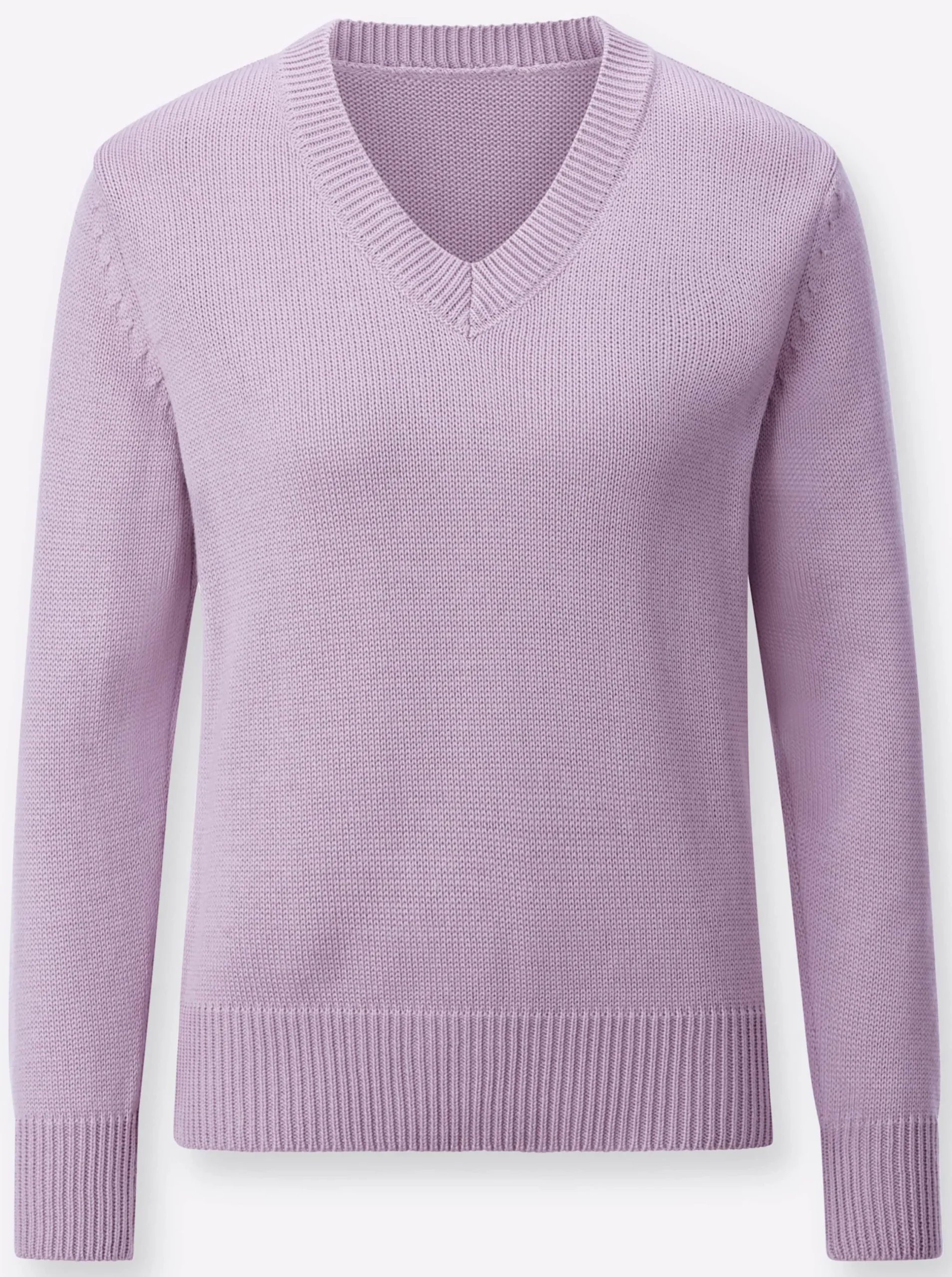 Pullover| V-Ausschnitt-Pullover mit Baumwolle flieder