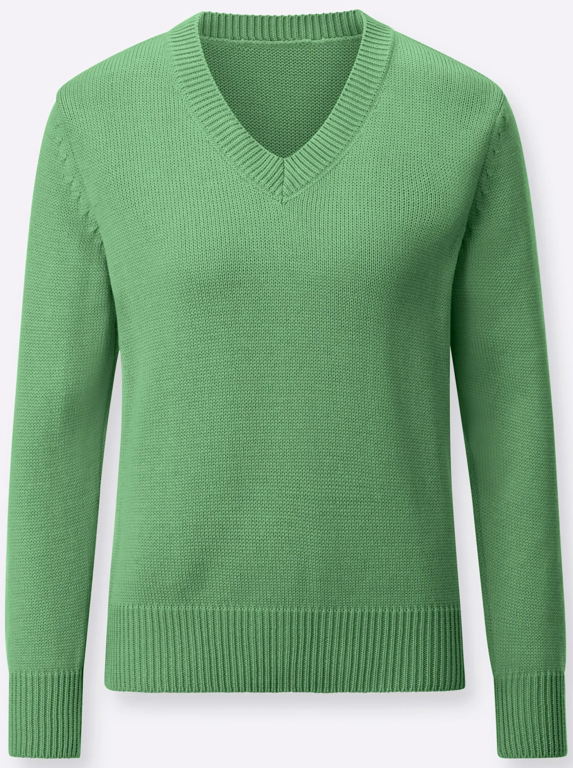 Pullover| V-Ausschnitt-Pullover mit Baumwolle apfel