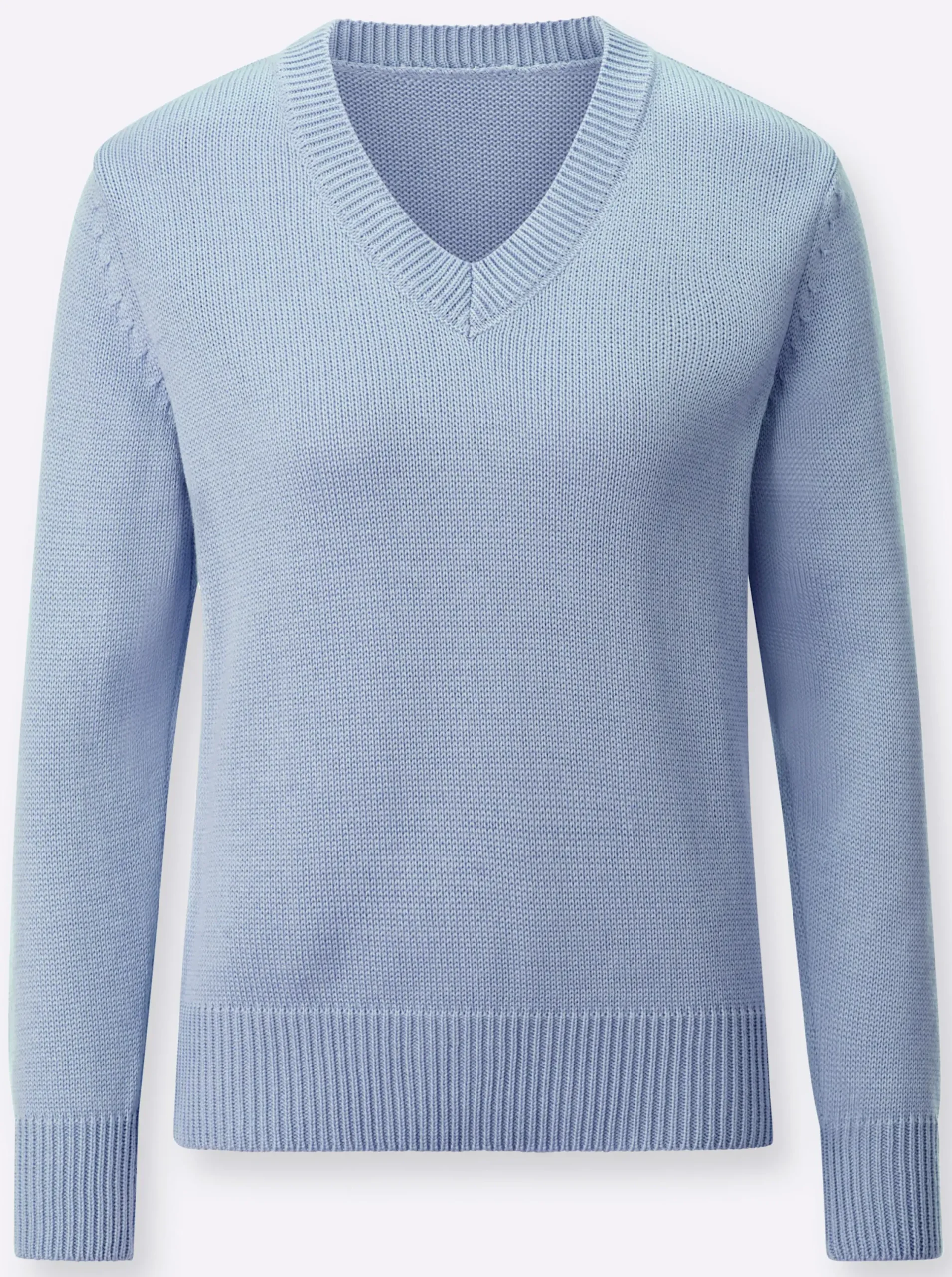 Pullover| V-Ausschnitt-Pullover mit Baumwolle eisblau