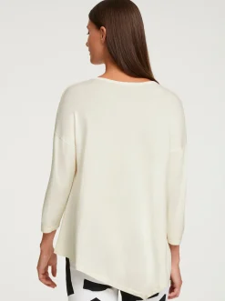 Pullover|heine V-Ausschnitt-Pullover mit spitz zulaufendem Saum ecru