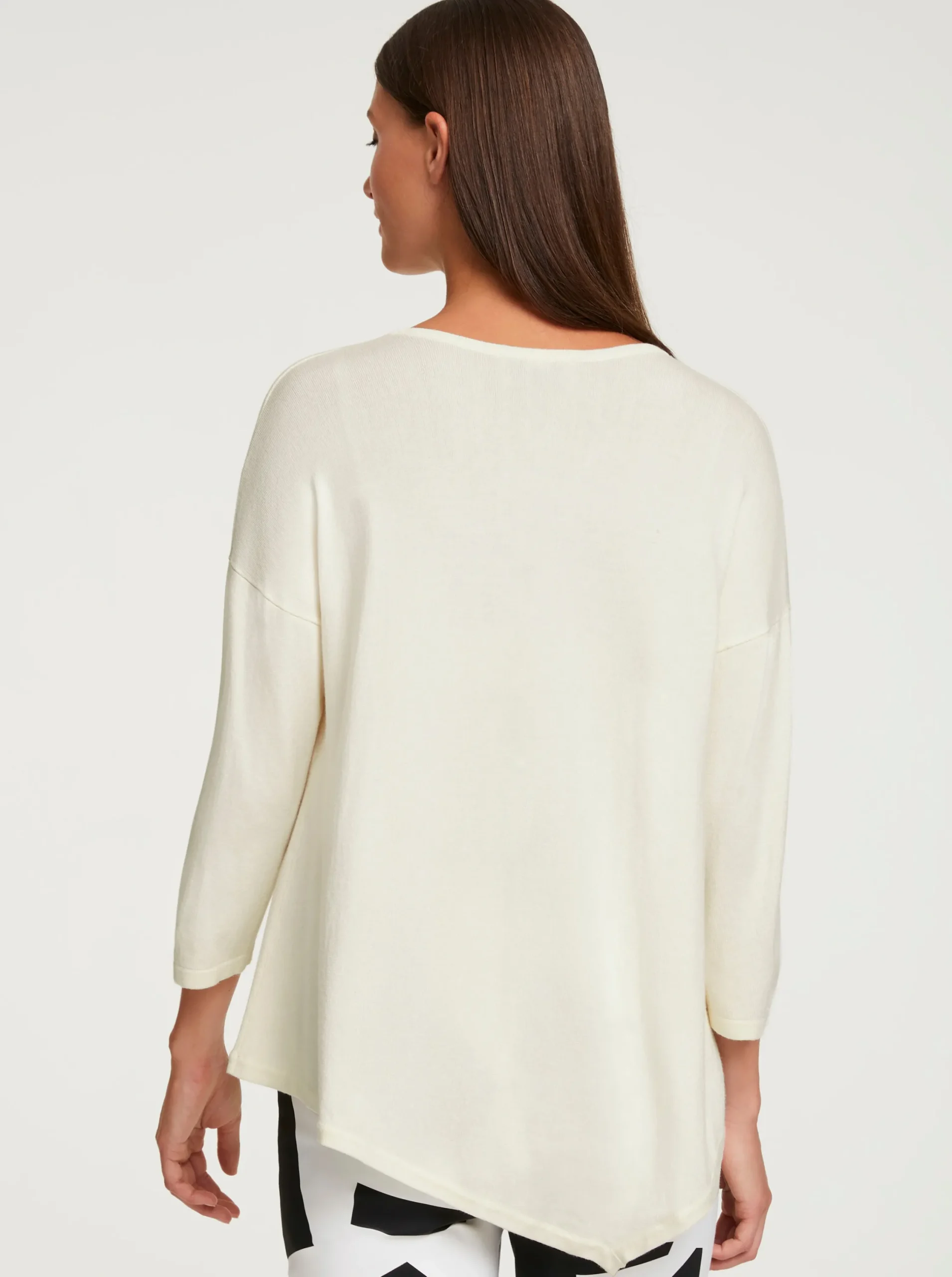Pullover|heine V-Ausschnitt-Pullover mit spitz zulaufendem Saum ecru