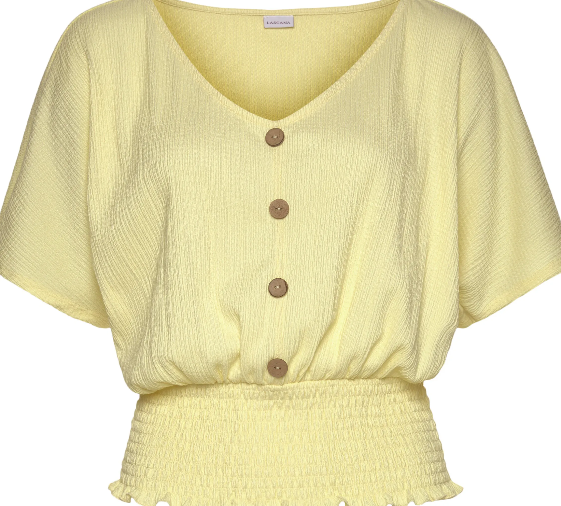 Shirts|LASCANA V-Shirt pastellgelb
