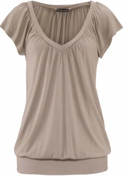 Strandmode|LASCANA V-Shirt taupe