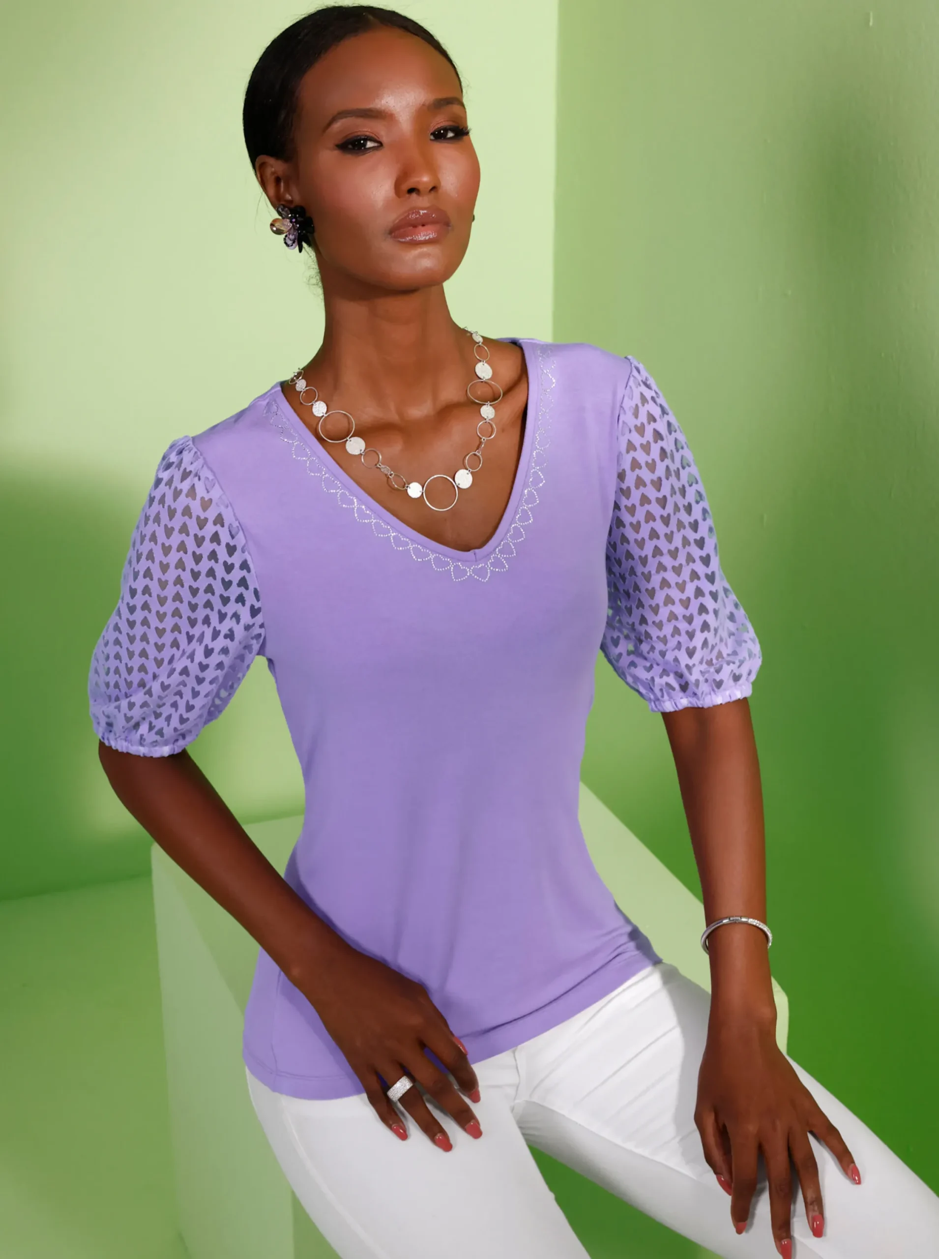 Shirts| V-Shirt lavendel