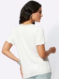 Shirts| V-Shirt mit Flügelärmeln ecru