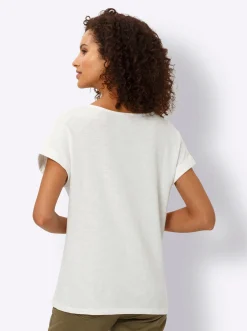 Shirts|heine V-Shirt mit Holzperlen-Besatz ecru