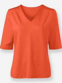 Shirts| V-Shirt mit V-Ausschnitt, pflegeleicht orange