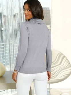 Basics| Wasserfallpullover im Baumwoll-Viskose-Mix grau-meliert