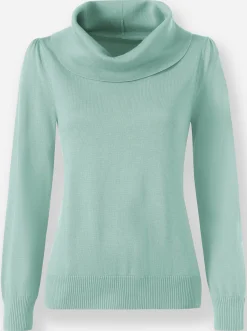 Pullover| Wasserfallpullover im Baumwoll-Viskose-Mix mint