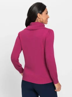 Basics|Pullover| Wasserfallpullover im Baumwoll-Viskose-Mix fuchsia