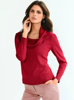 Basics|Pullover| Wasserfallpullover im Baumwoll-Viskose-Mix rot