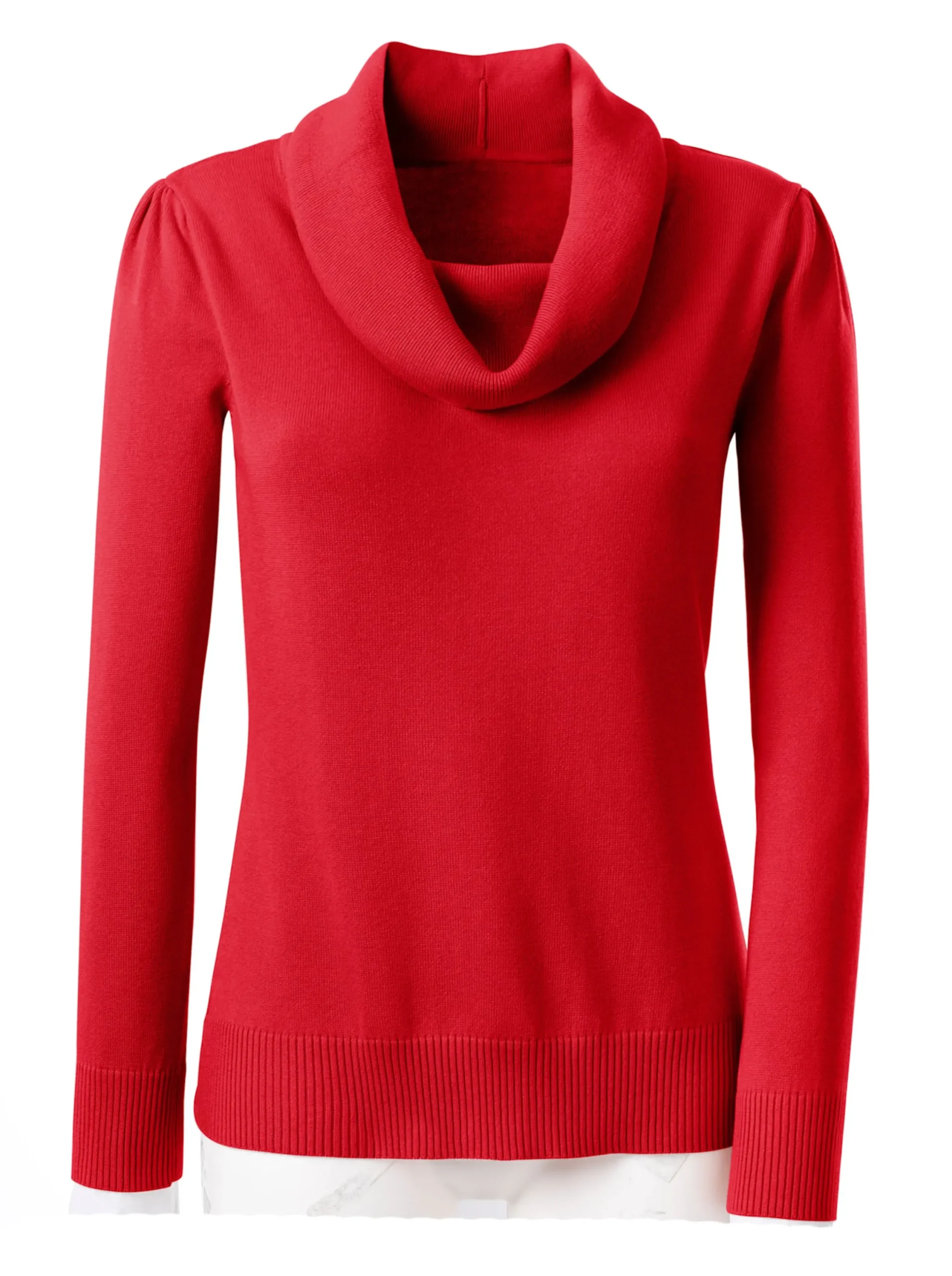 Basics|Pullover| Wasserfallpullover im Baumwoll-Viskose-Mix rot