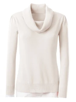 Pullover| Wasserfallpullover im Baumwoll-Viskose-Mix wollweiß