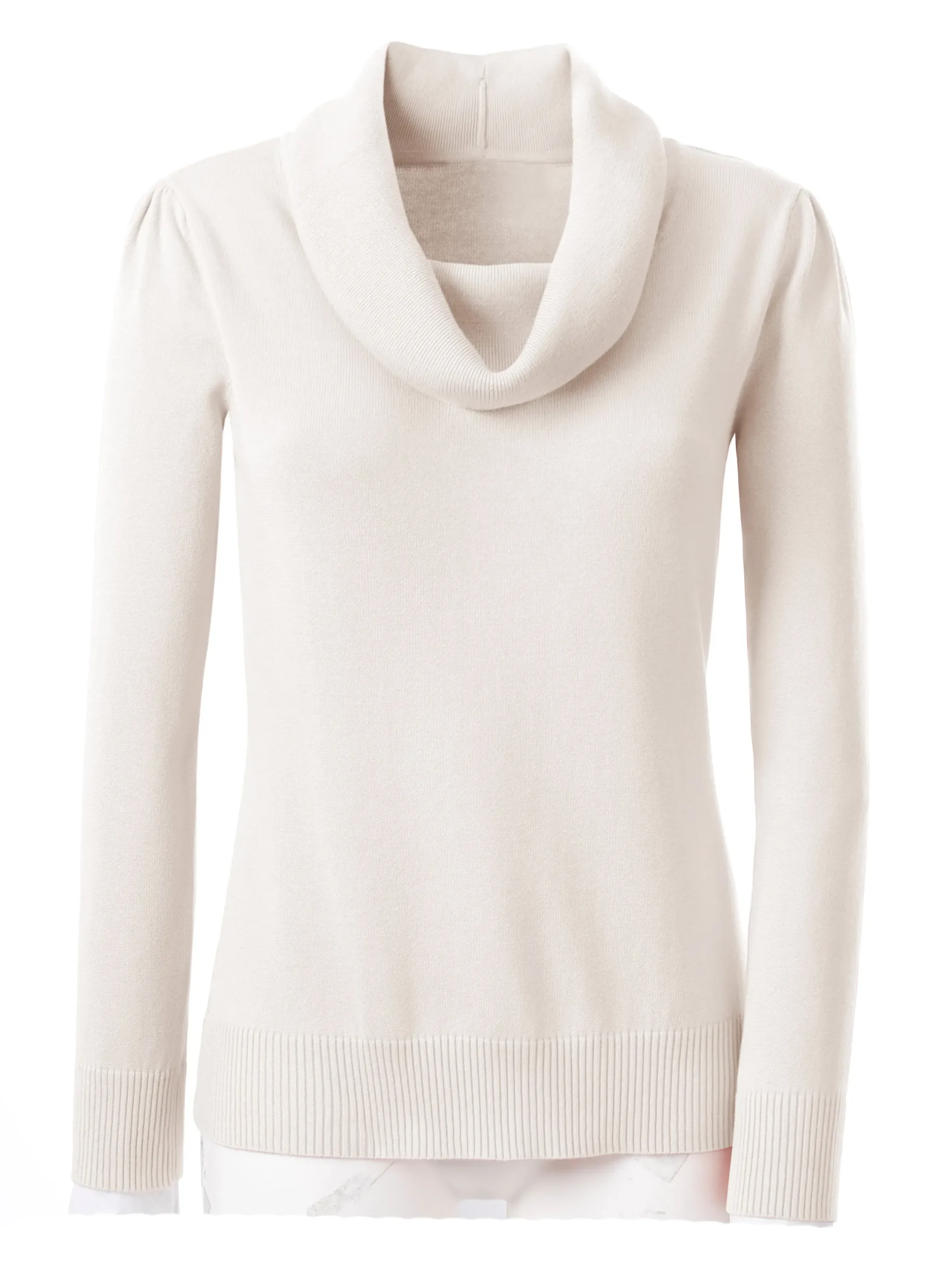 Pullover| Wasserfallpullover im Baumwoll-Viskose-Mix wollweiß