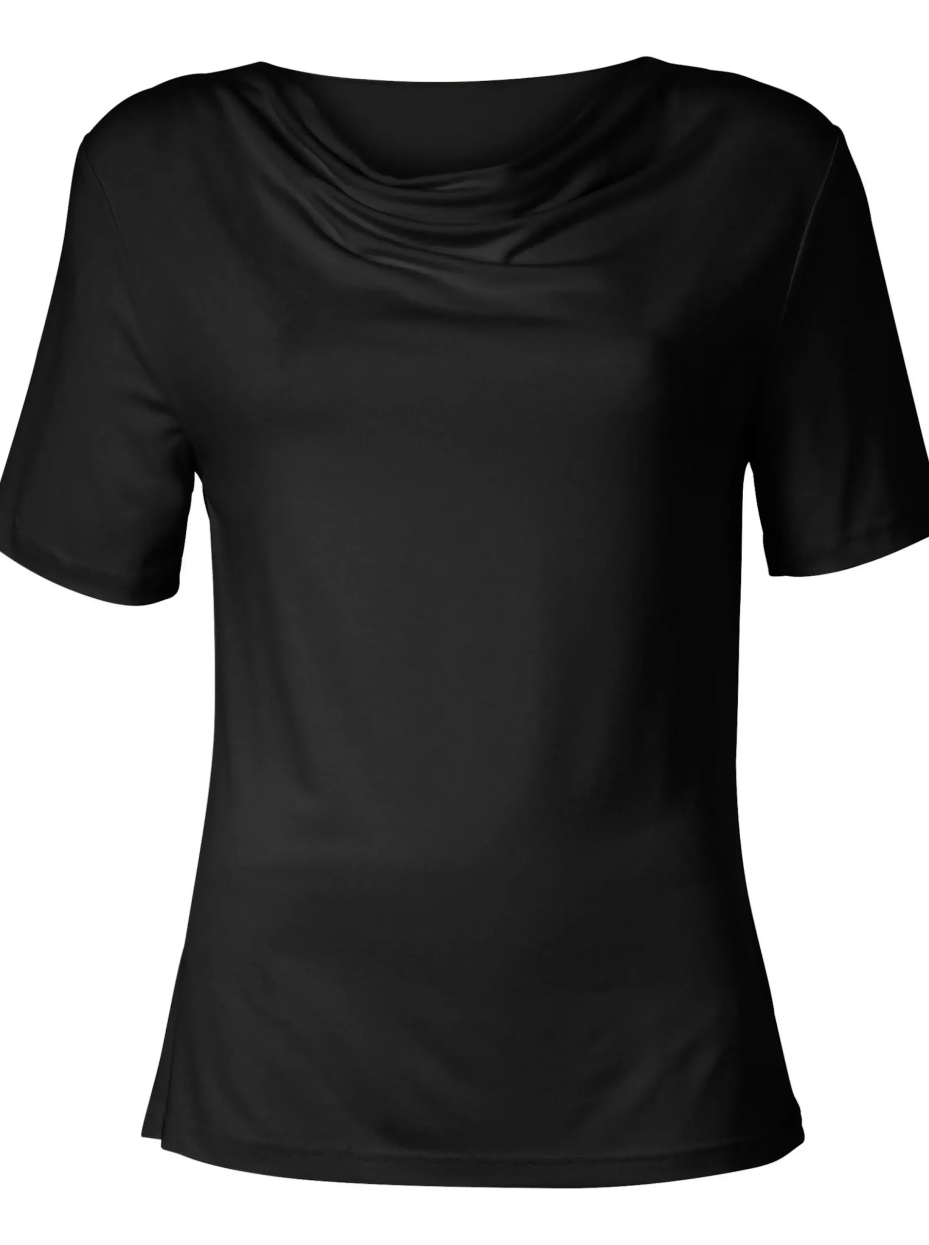 Shirts| Wasserfallshirt mit kurzen Ärmeln schwarz
