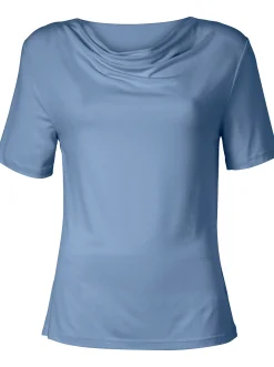 Shirts| Wasserfallshirt mit kurzen Ärmeln bleu