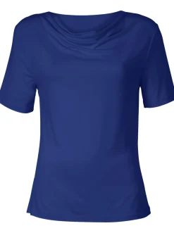 Shirts| Wasserfallshirt mit kurzen Ärmeln royalblau