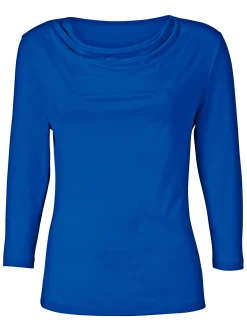 Shirts| Wasserfallshirt mit 3/4-langen Ärmeln royalblau
