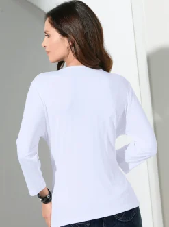Shirts| Wasserfallshirt mit 3/4-langen Ärmeln weiß