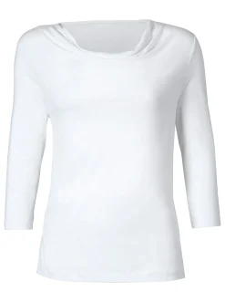 Shirts| Wasserfallshirt mit 3/4-langen Ärmeln weiß