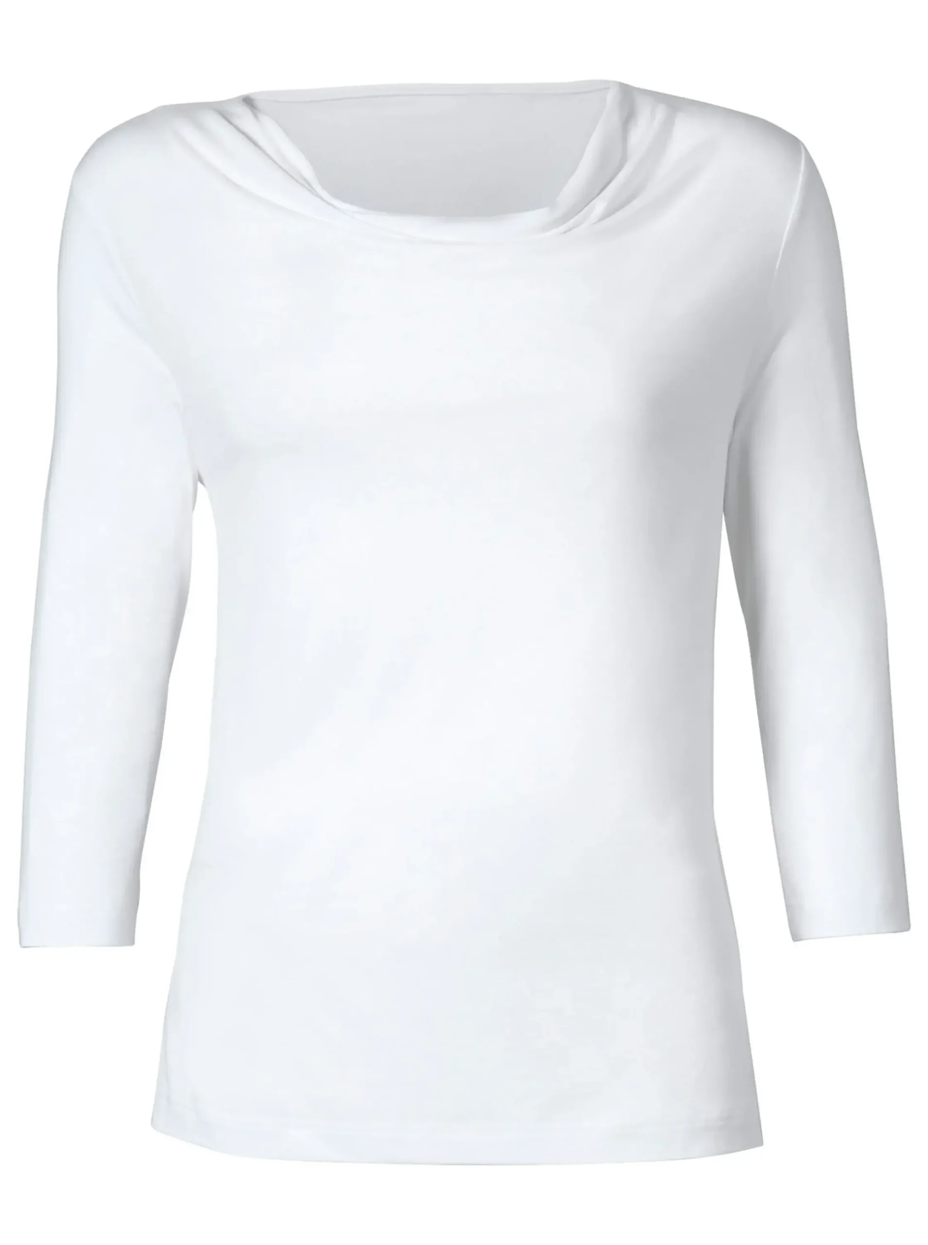 Shirts| Wasserfallshirt mit 3/4-langen Ärmeln weiß