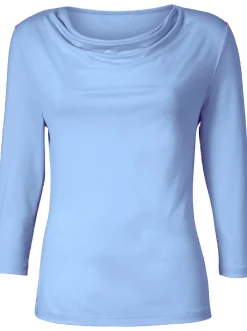 Shirts| Wasserfallshirt mit 3/4-langen Ärmeln bleu
