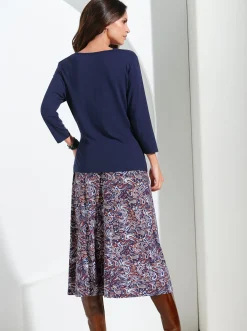 Shirts| Wasserfallshirt mit 3/4-langen Ärmeln marine