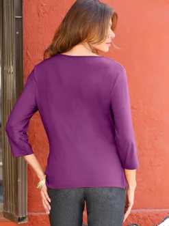 Shirts| Wasserfallshirt mit 3/4-langen Ärmeln violett