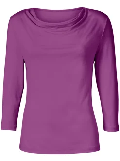 Shirts| Wasserfallshirt mit 3/4-langen Ärmeln violett