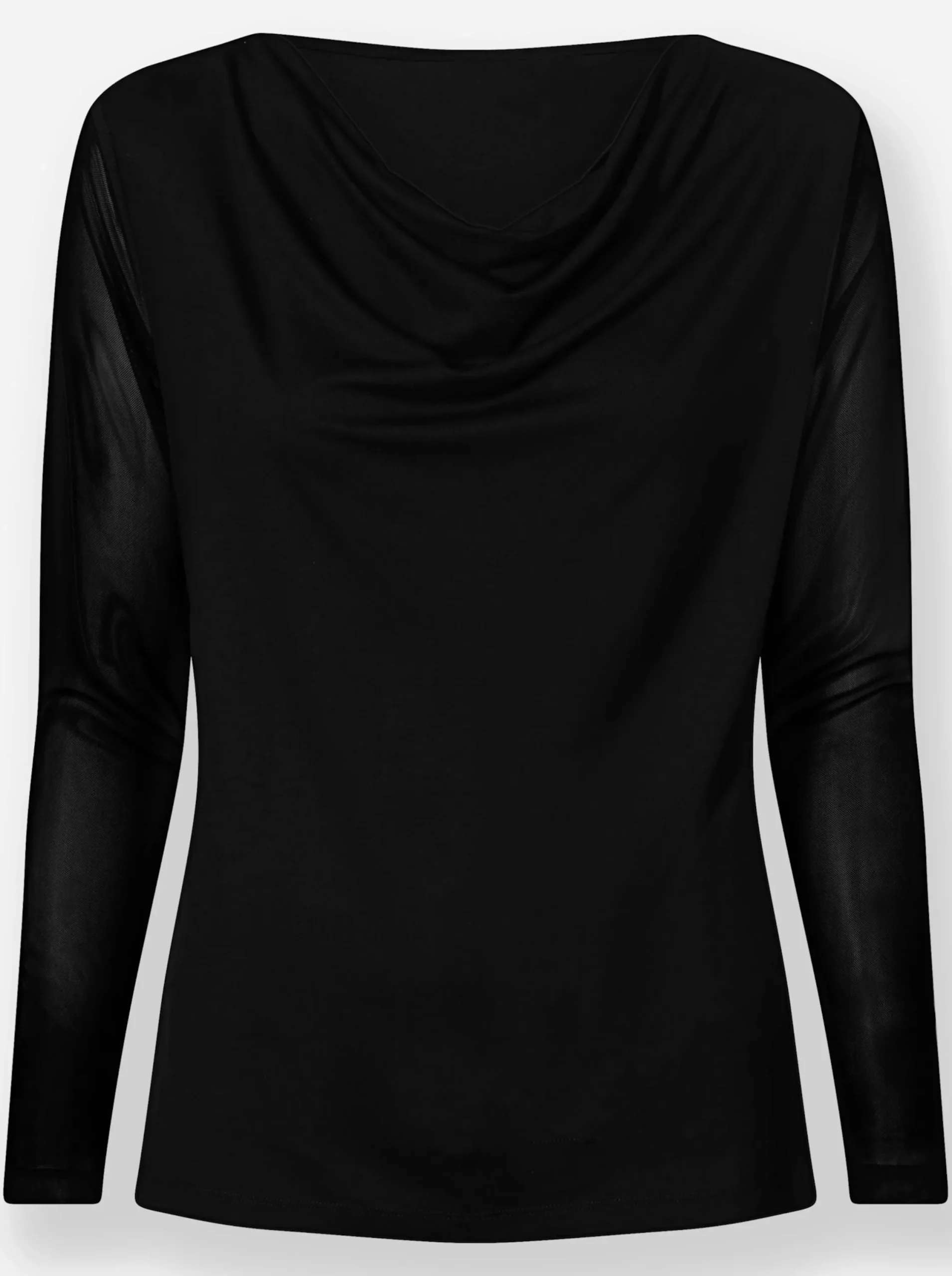 Shirts|heine Wasserfallshirt mit transparenten Ärmeln schwarz
