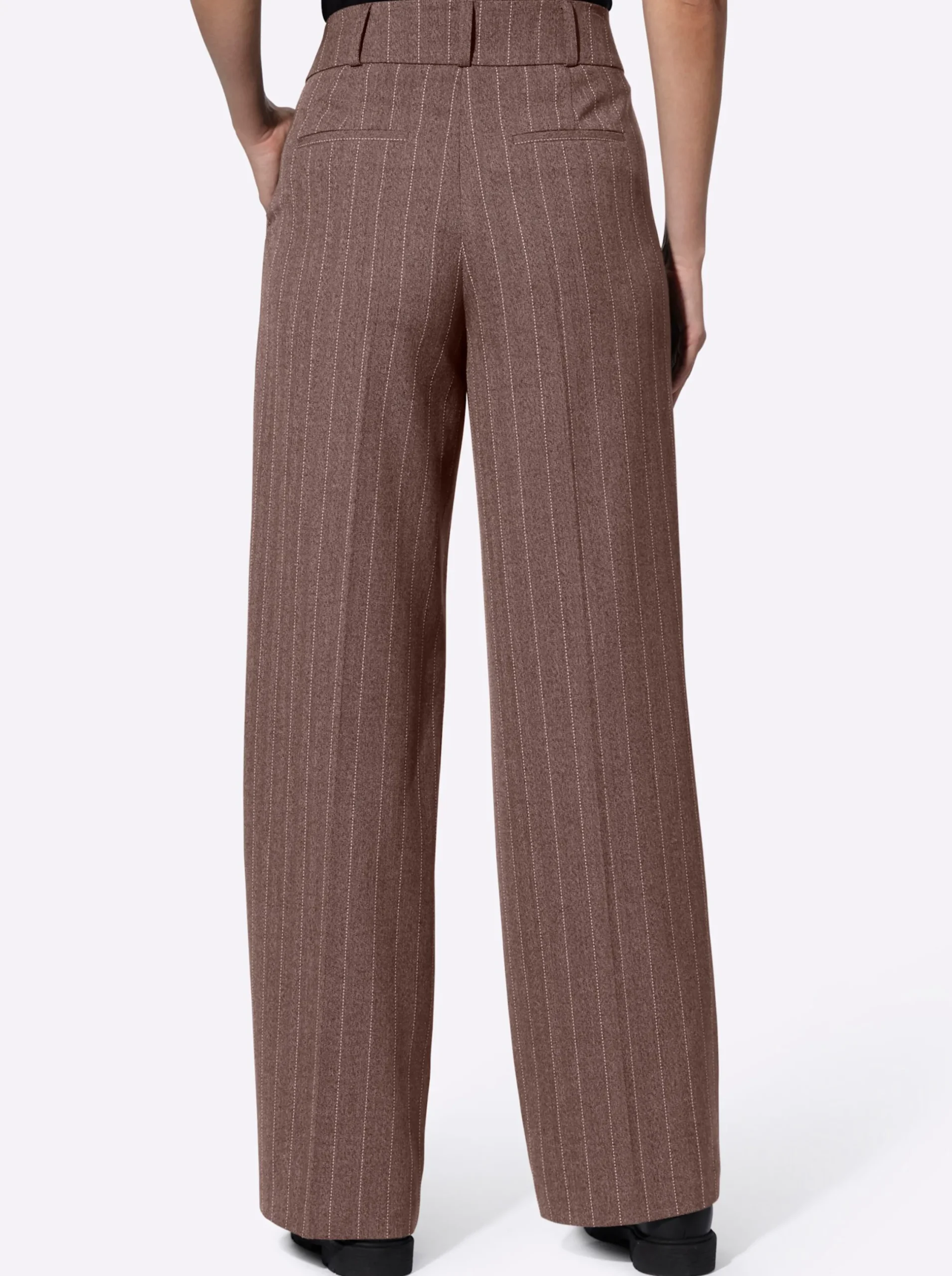 Hosen|heine Webhose mit Bundfalten taupe-schwarzNadelstreifen