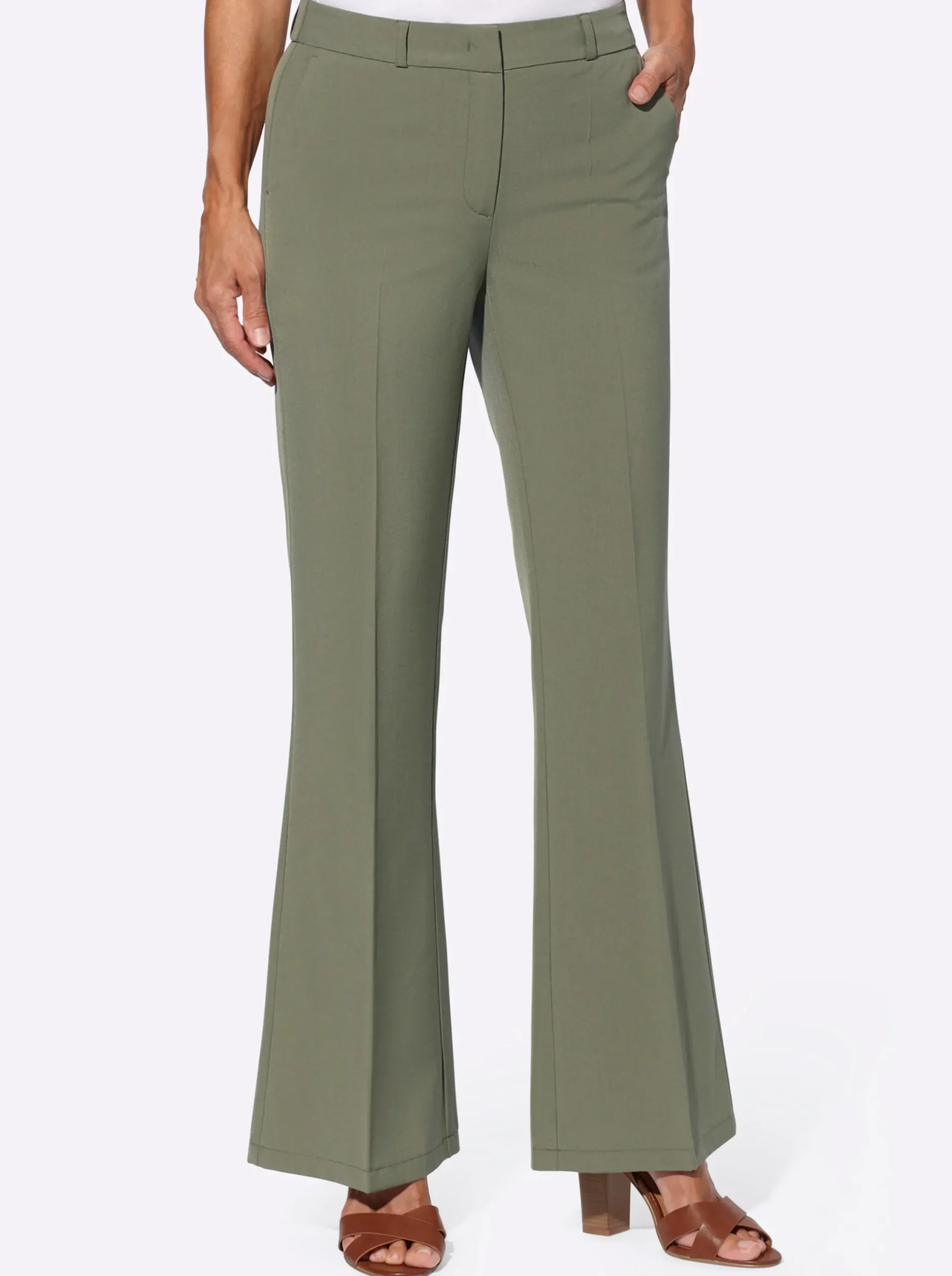 Hosen| Webhose mit weiten Beinen khaki