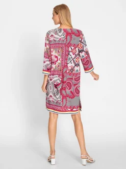 Strandkleider|Kleider|heine Webkleid ecru-rosé-bedruckt