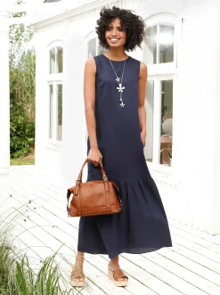 Strandkleider|Kleider|heine Webkleid mit Leinen-Anteil marine