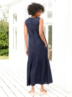 Strandkleider|Kleider|heine Webkleid mit Leinen-Anteil marine