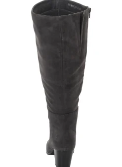Stiefel|sheego Weitschaftstiefel aus Velours-Lederimitat grau