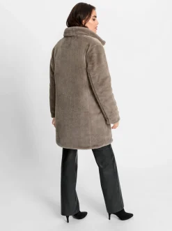 Jacken|heine Wendejacke aus Stepp und Pelz-Imitat taupe