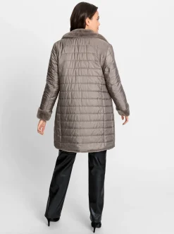 Jacken|heine Wendejacke aus Stepp und Pelz-Imitat taupe