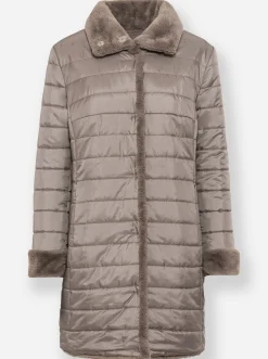 Jacken|heine Wendejacke aus Stepp und Pelz-Imitat taupe