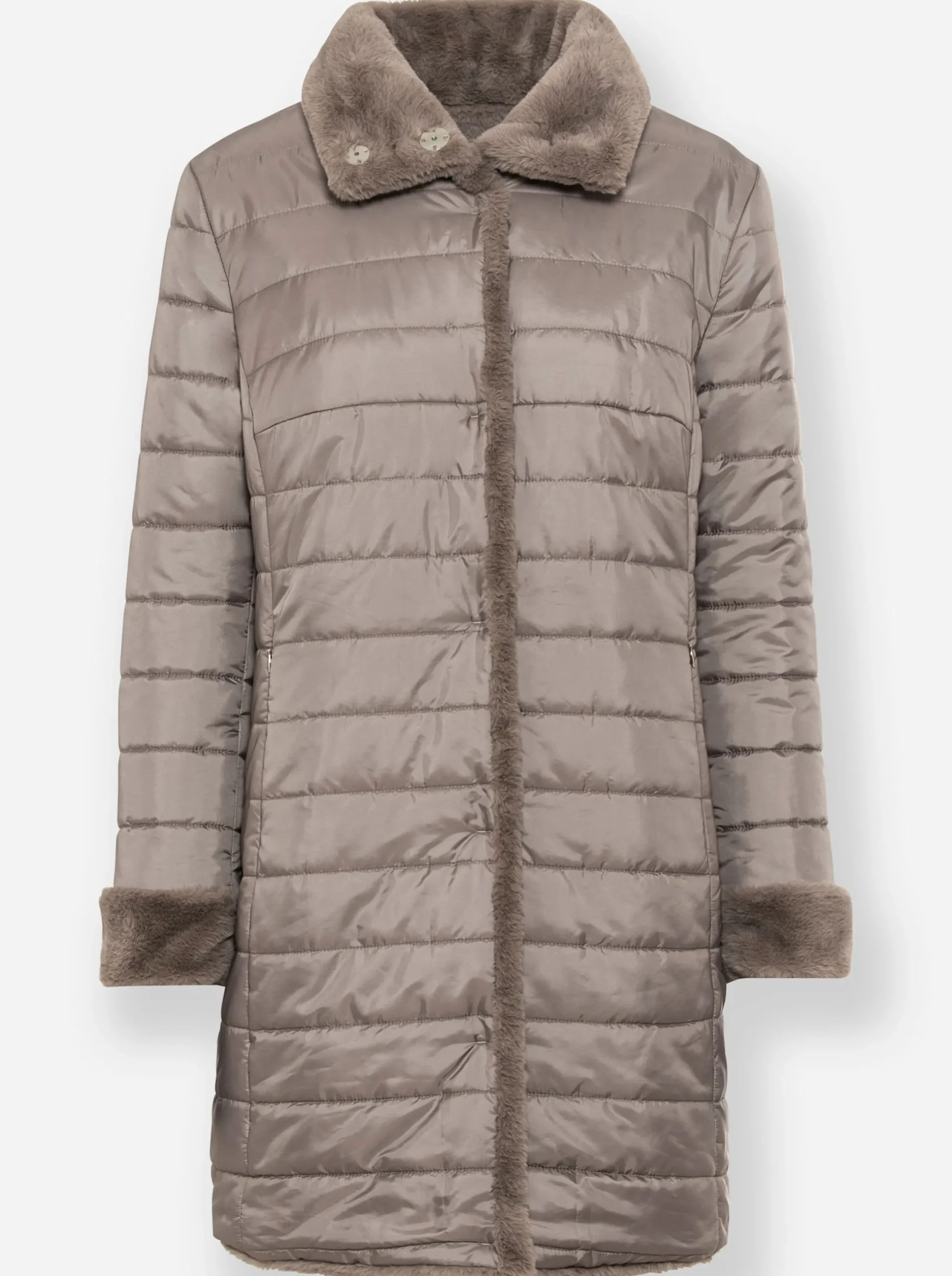 Jacken|heine Wendejacke aus Stepp und Pelz-Imitat taupe