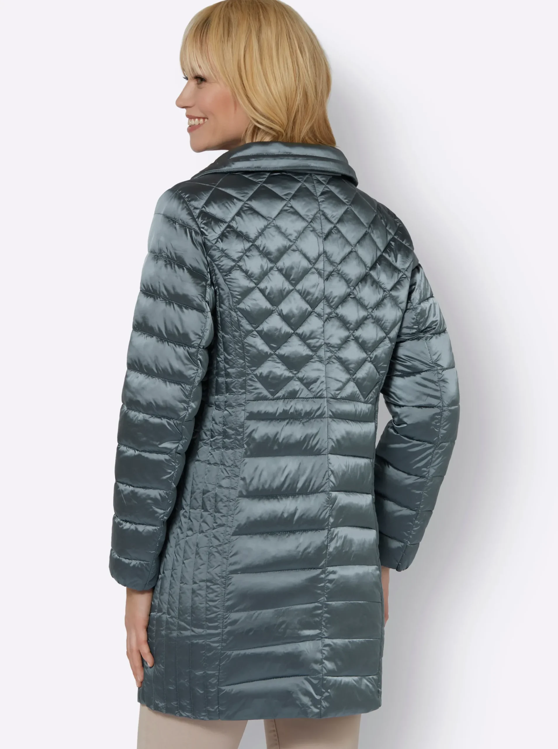 Jacken| Winterjacke in Changeant-Qualität, leicht schimmernd aqua