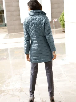 Jacken| Winterjacke in Changeant-Qualität, leicht schimmernd aqua