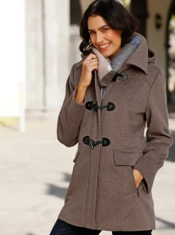 Jacken| Wolljacke aus Melange-Garn dunkeltaupe